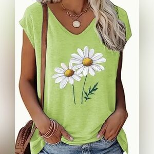 Sleeveless Lime Daisy Graphic Women’s Top
LARGE
